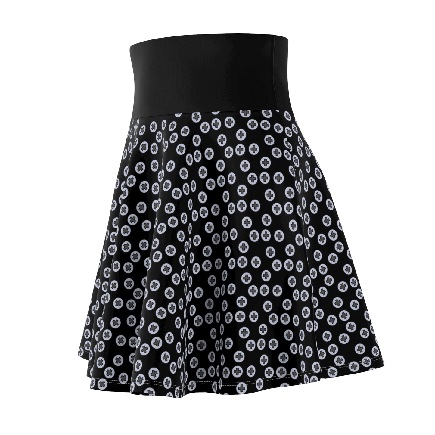 Chic Women's Skater Skirt, Stylish Summer Skirt, Fun Printed Skirt, Casual Outfit, Unique Gift for Her, Dance Skirt - Black