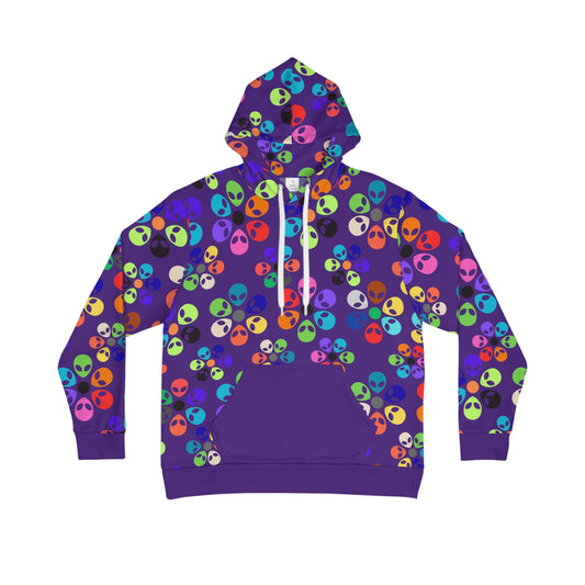 Mens Hoodie Alien Rainbow Flowers Purple