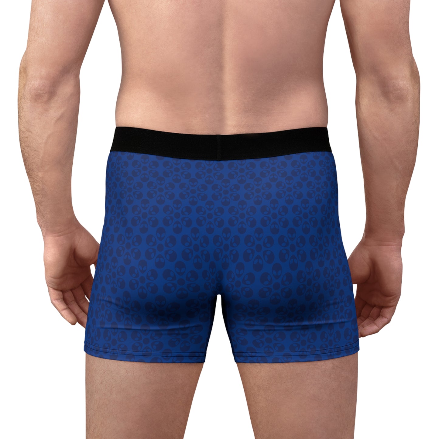 Mens Boxer Briefs  Alien Flowers Dark Blue