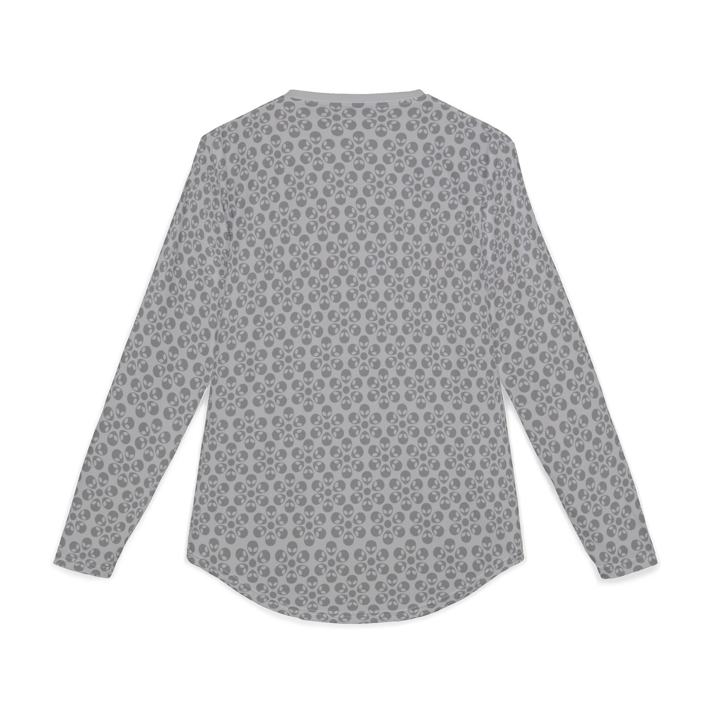 Mens UV Protection Long Sleeve Shirt  Alien Flowers Light Grey