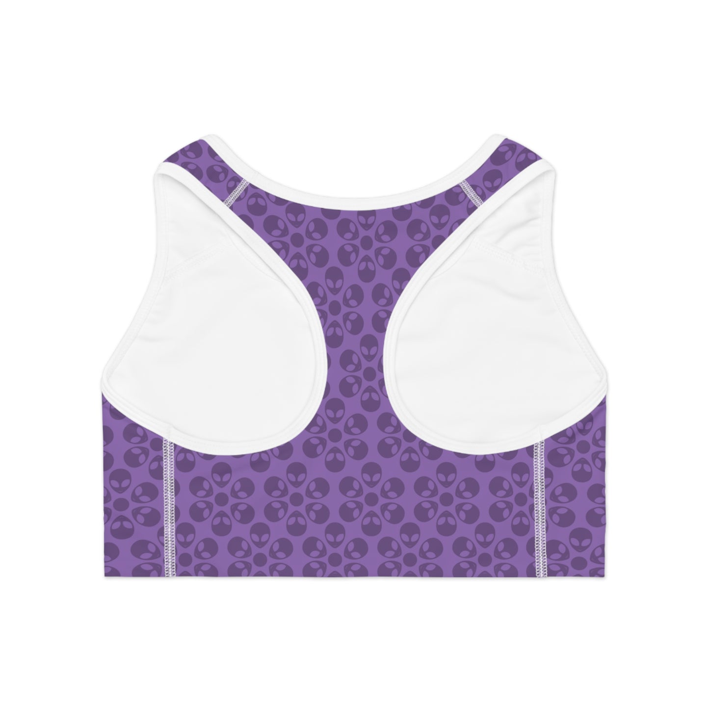 Trendy Floral Pattern Sports Bra Workout Bra for Women Fitness Gear Yoga Top Gym Wear Gift for Athletes Alien Flowers Light Purple