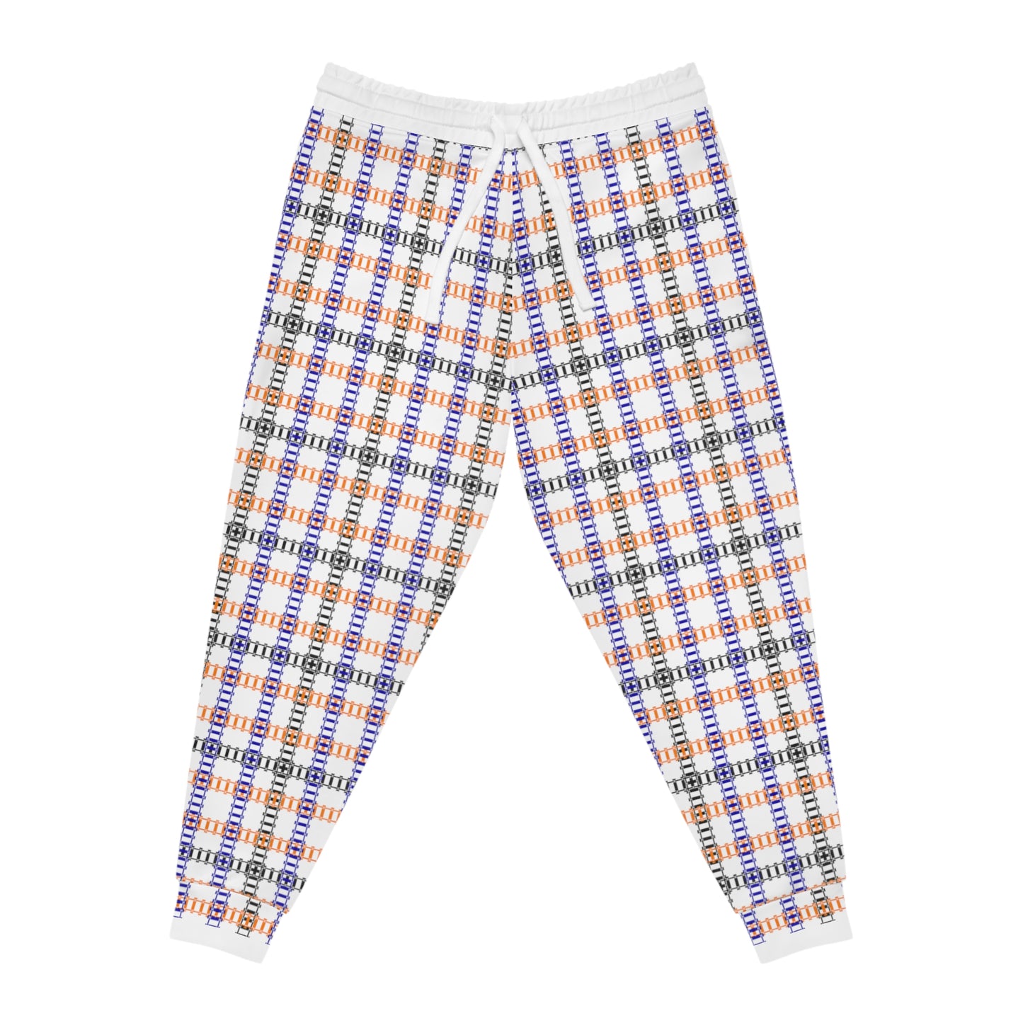 Colorful Plaid Athletic Joggers Comfortable Gym Pants Unisex Loungewear Casual Streetwear Fall Fashion Essentials Activewear Gift Train Tracks Pink