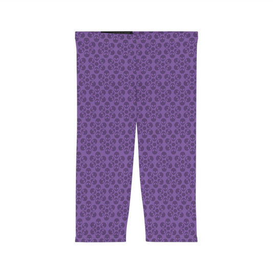 Women’s Capri Leggings Alien Flowers Light Purple