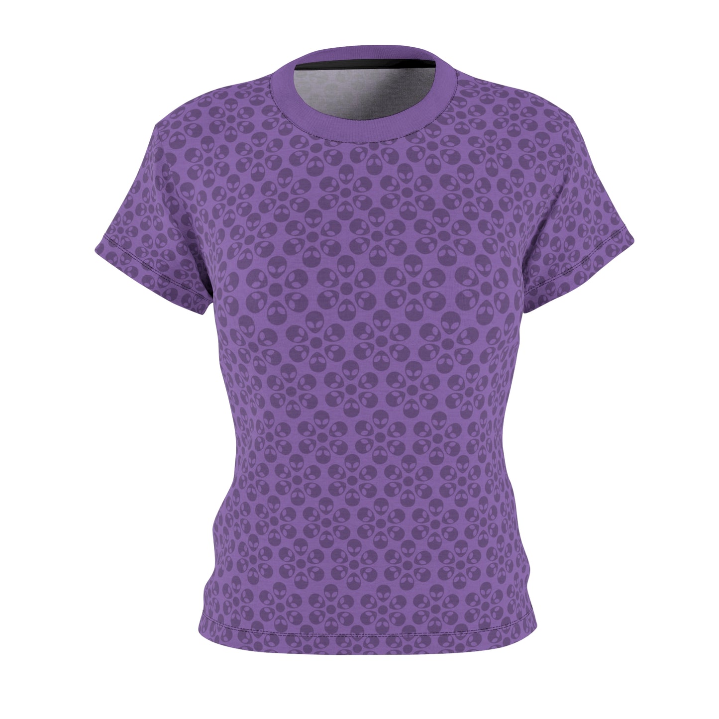 Stylish Womens Floral Tee  Casual Trendy Summer Fashion Gift for Her Short Sleeve Top Alien Flowers Light Purple