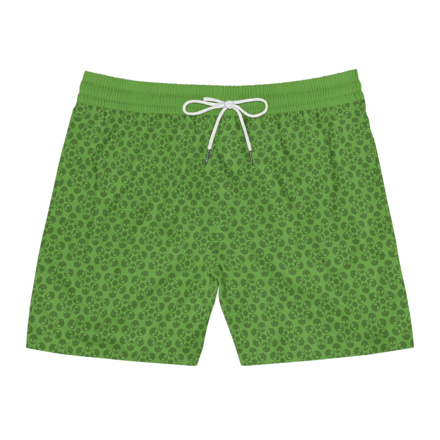 Stylish Mens MidLength Swim Shorts Beachwear Vacation Essentials Poolside Comfort Summer Outfit Trendy Swimwear Alien Flowers Green