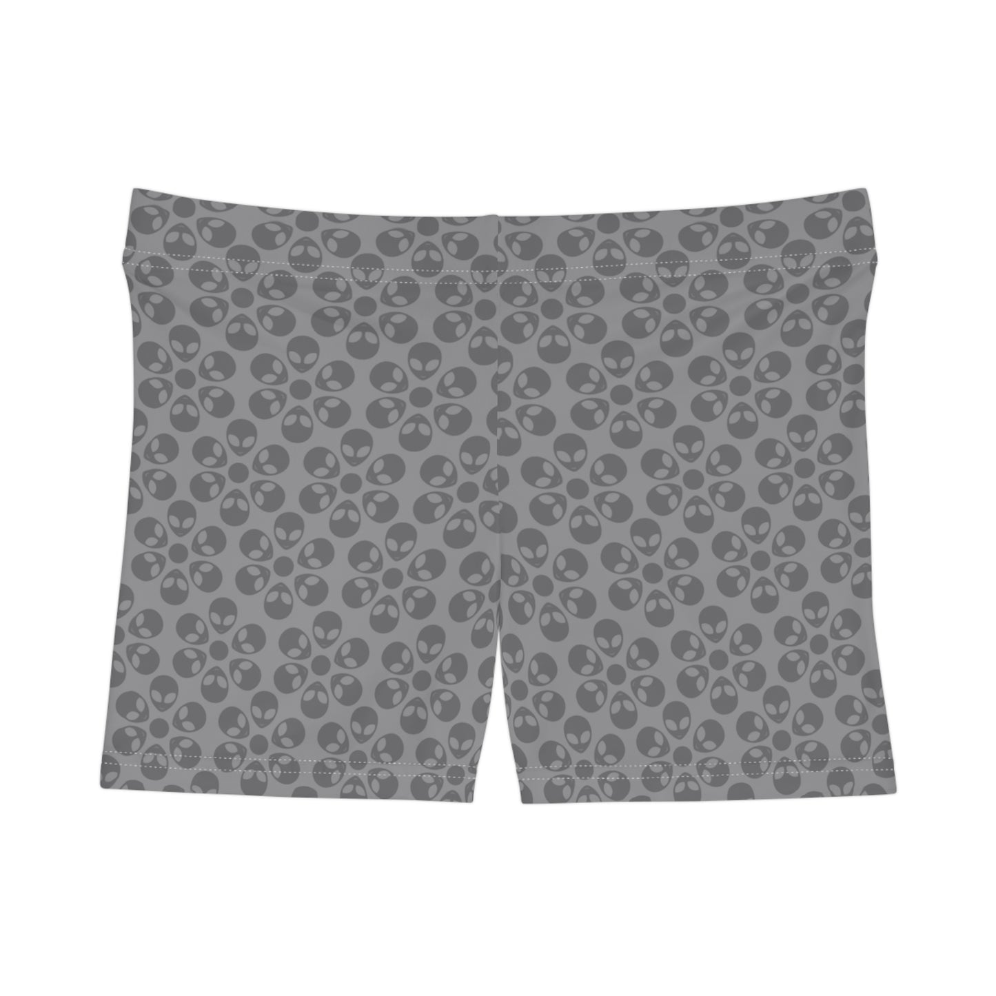 Alien Pattern Womens Shorts for Casual Summer Days Beach Wear Festival Outfit Relaxed Style Alien Flowers Grey