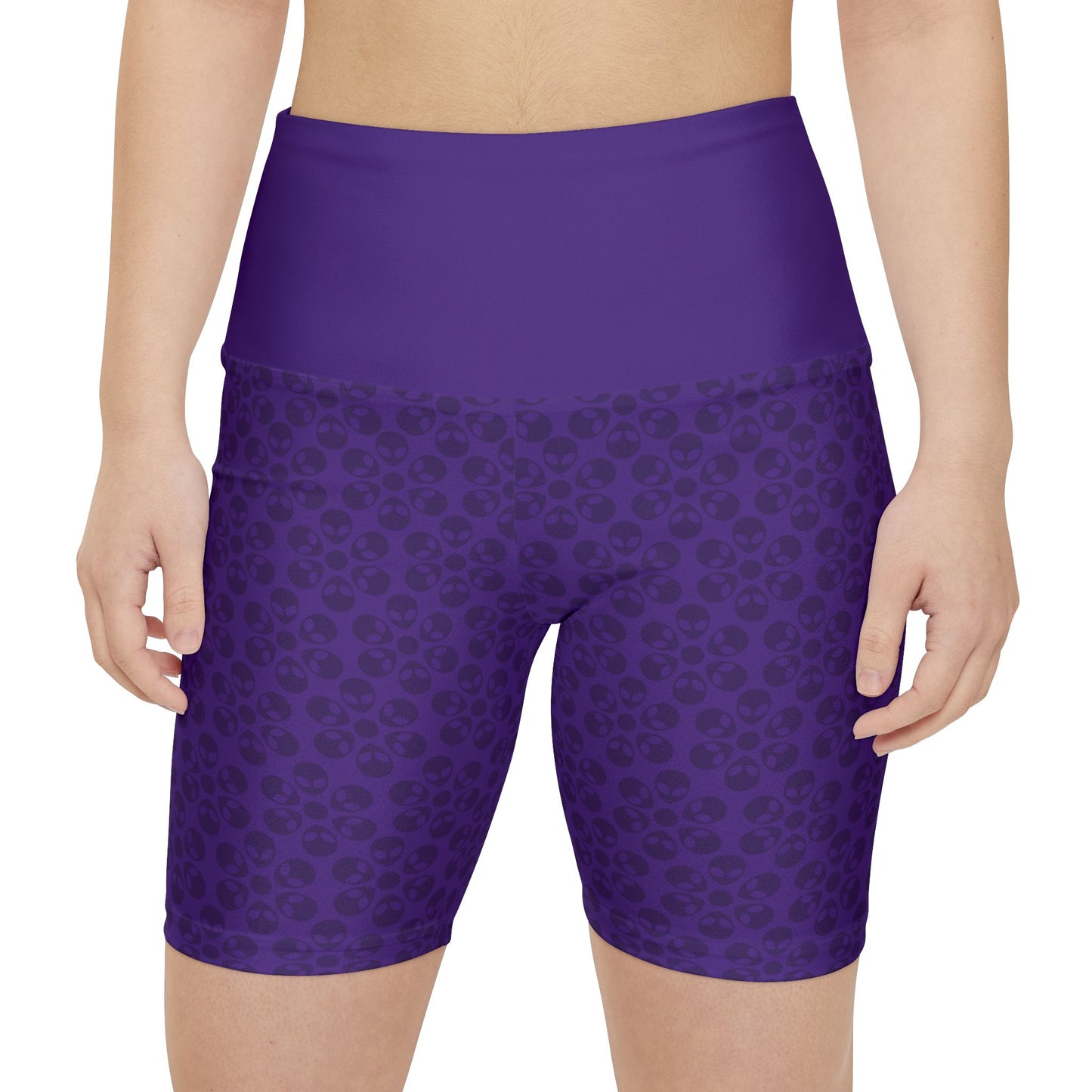 Womens Workout Shorts  Alien Flowers Purple