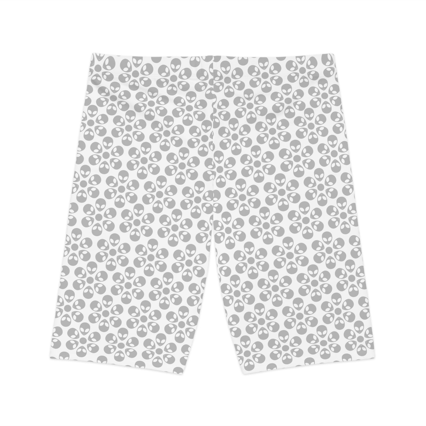 Womens Bike Shorts Alien Flowers White