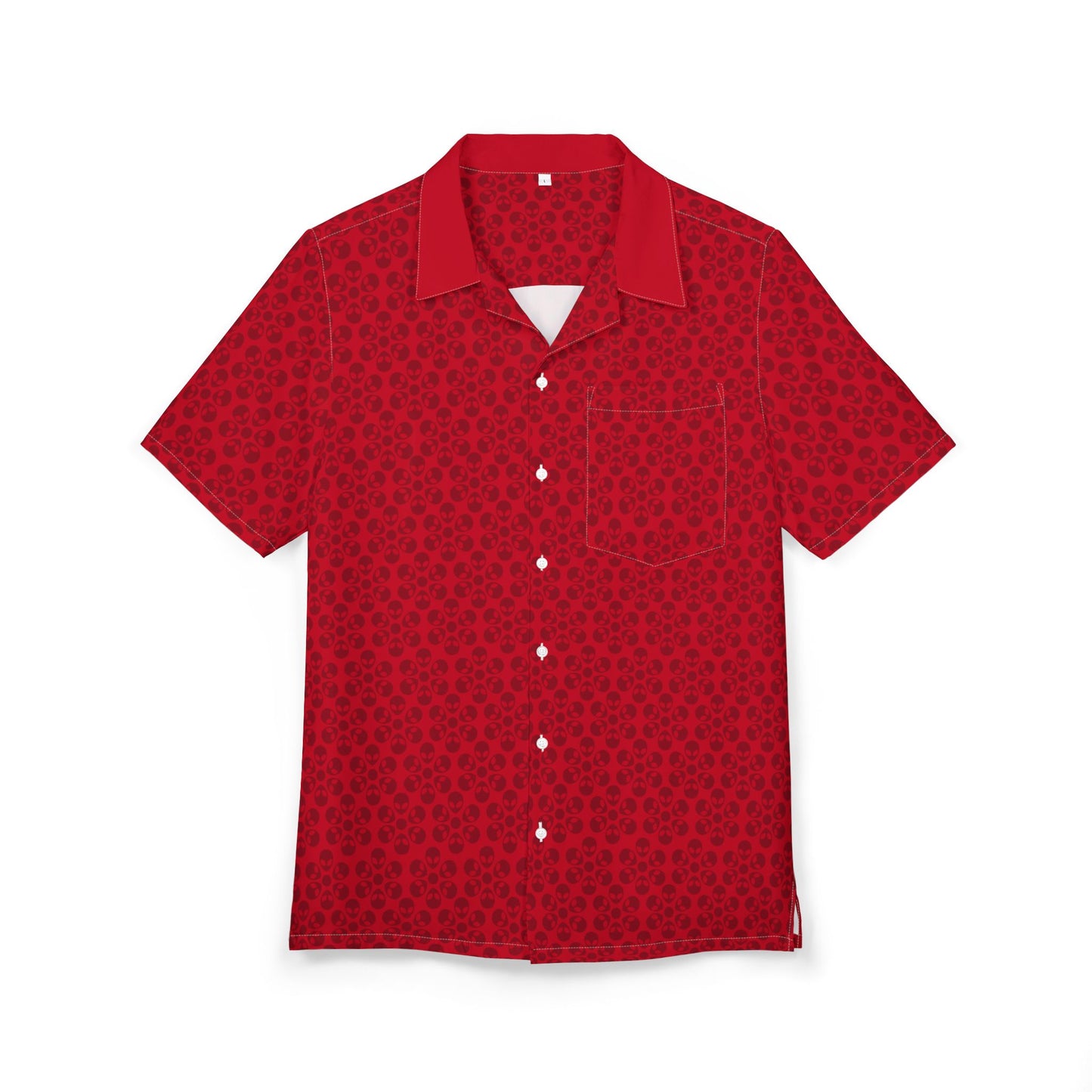 Unisex Hawaiian ButtonDown Shirt  Tropical Vibe Summer Apparel Beachwear Vacation Outfit Casual Wear Alien Flowers Dark Red