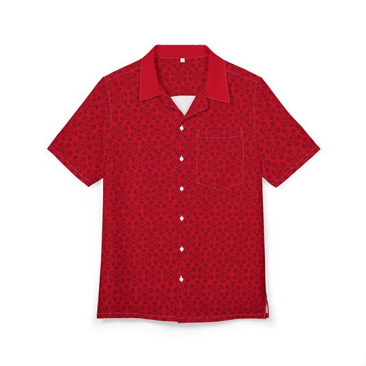 Unisex Hawaiian ButtonDown Shirt  Tropical Vibe Summer Apparel Beachwear Vacation Outfit Casual Wear Alien Flowers Dark Red