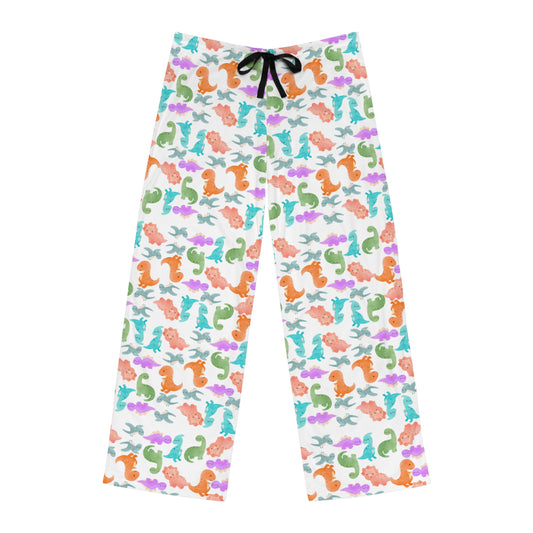 Colorful Mens Pajama Pants | Cozy Loungewear for Relaxation Gift for Him Beach Vibes Summer Nights Sleepwear Rainbow Dinos Dark Green