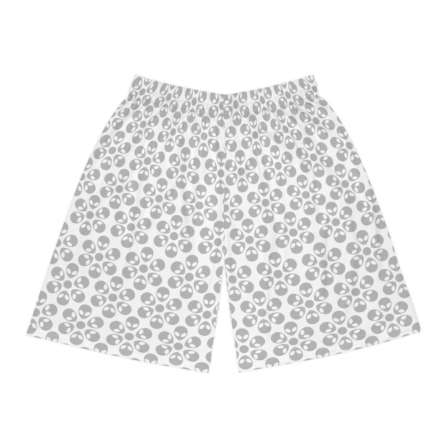 Trendy Skull Pattern Basketball Shorts Summer Activewear Sports Apparel Casual Wear Beach Shorts Gift for Basketball Lovers Alien Flowers White