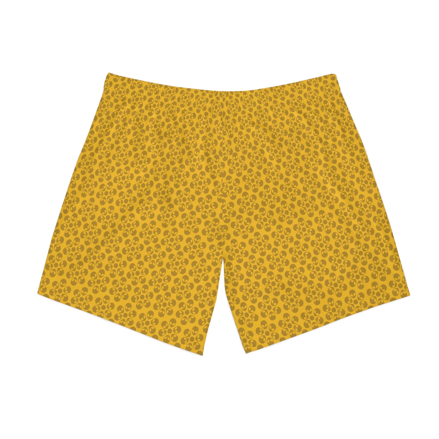 Mens Elastic Beach Shorts  Alien Flowers Yellow