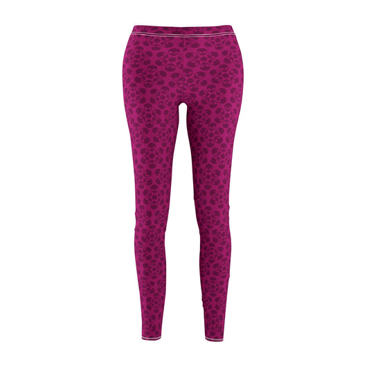 Womens Midrise Casual Leggings  Alien Flowers White