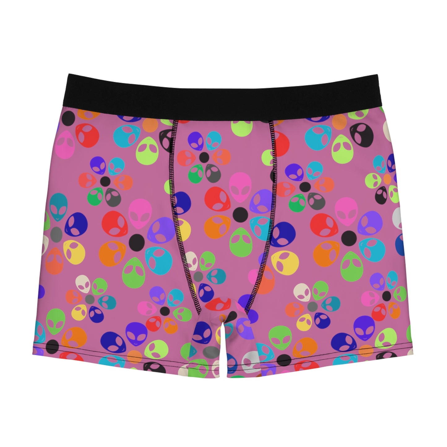 Colorful Alien Print Boxer Briefs for Men  Fun & Comfy Great for Gifting Casual Wear Everyday Essentials and Special Occasions Alien Rainbow Flowers Light Pink