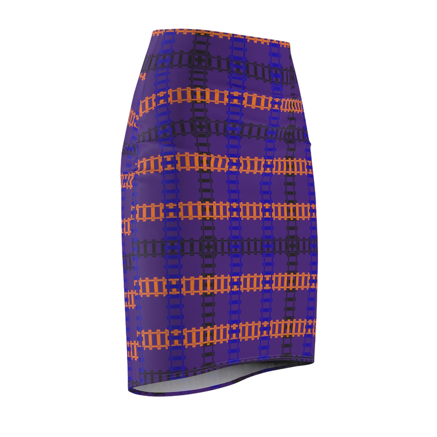 Chic Womens Pencil Skirt Stylish Office Attire Trendy Fashion Versatile Outfits Casual or Formal Wear Fall/Winter Fashion Train Tracks Purple