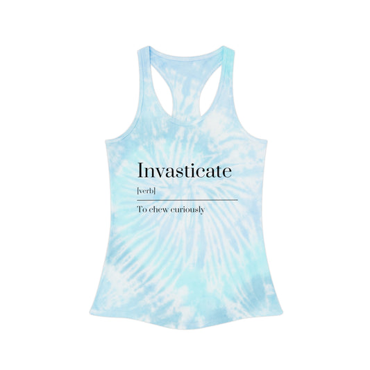 Cool Invasticate Tie Dye Racerback Tank Top, Summer Workout Top, Chill Vacation Shirt, Gift for Her, Relaxed Style Tee
