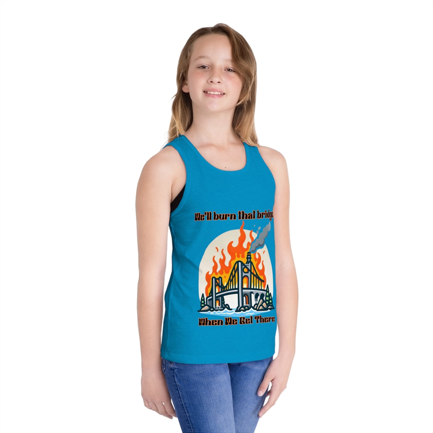 Youth Graphic Tank Top - "We'll Burn That Bridge" Design