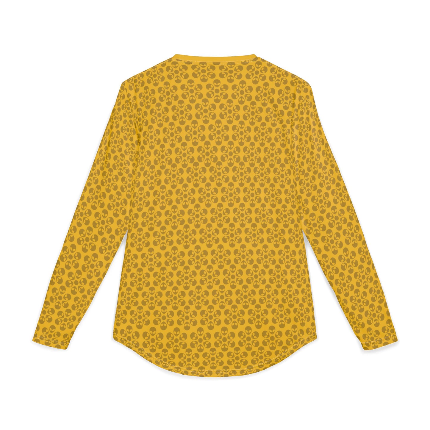 Mens UV Protection Long Sleeve Shirt  Alien Flowers Yellow