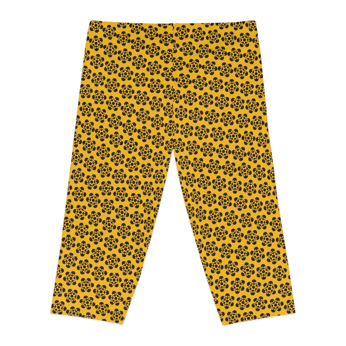 Alien Floral Capri Leggings - Yellow