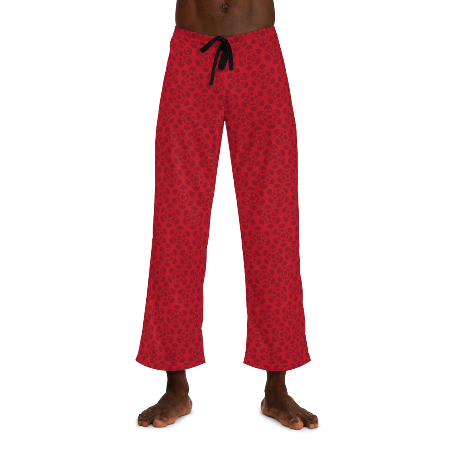 Cozy Mens Pajama Pants  Stylish Floral Sleepwear Ideal for Relaxing Gifts for Him Home Lounge Wear Unique Patterned PJs Alien Flowers Dark Red