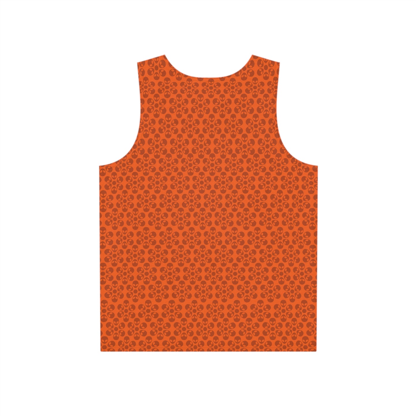 Stylish Mens Tank Top  AOP Leopard Print Summer Wear Fitness Gear Casual Apparel Trendy Vacation Outfit Alien Flowers Orange