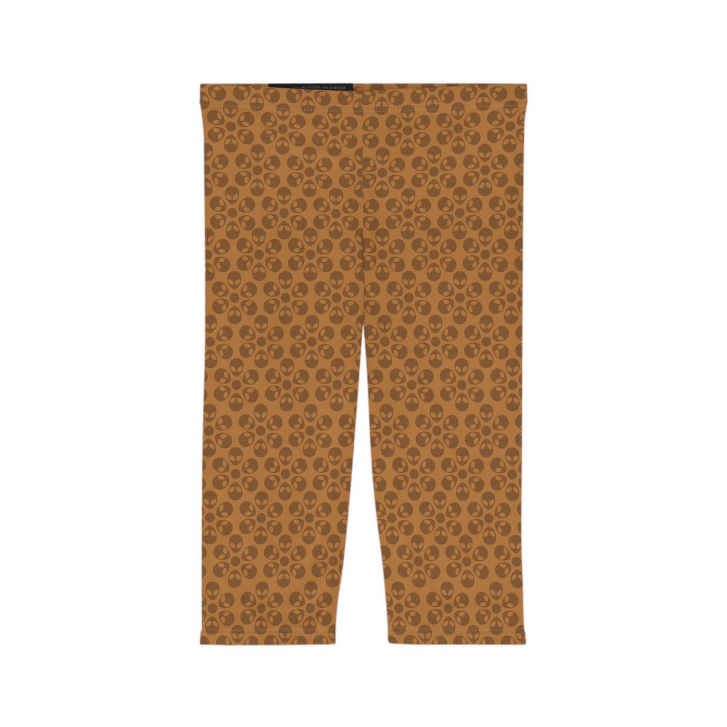 Women’s Capri Leggings Alien Flowers Light Brown