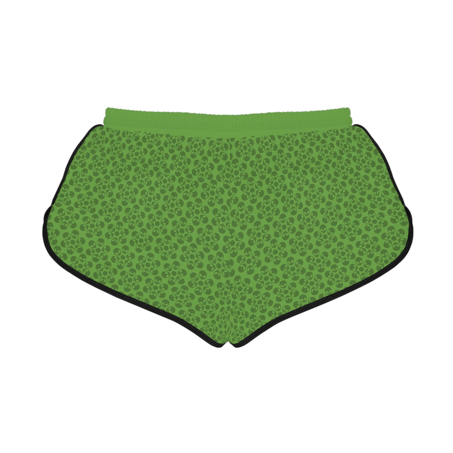 Womens Relaxed Shorts  Alien Flowers Green