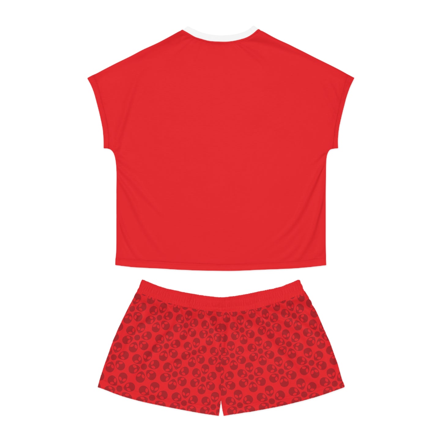 Stylish Womens Pajama Set Cozy Sleepwear AOP Floral Print Perfect for Lounging Gift for Her Summer Nights Relaxation Alien Flowers Grey