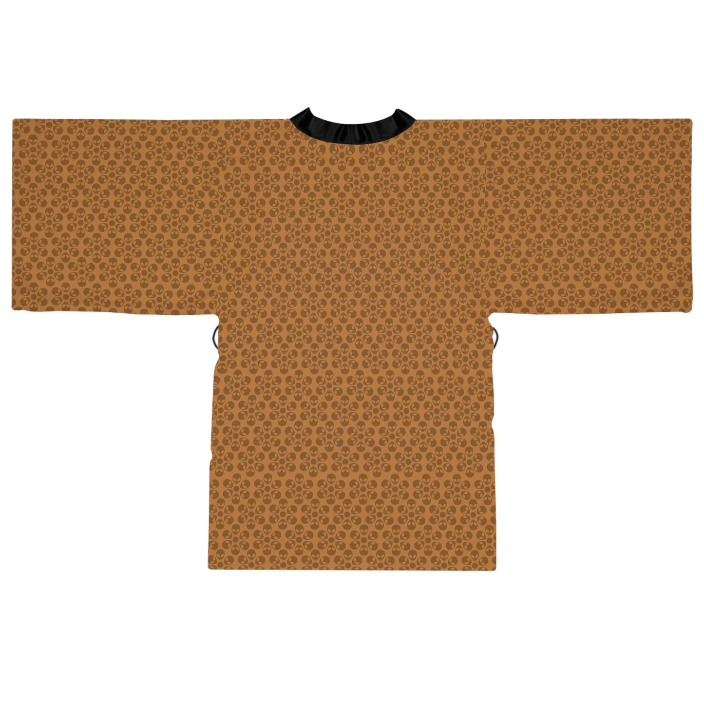 Chic Floral Long Sleeve Kimono Robe Bohemian Loungewear Relaxation Gift Spa Day Essential Cozy Home Attire Trendy Style Alien Flowers Light Brown