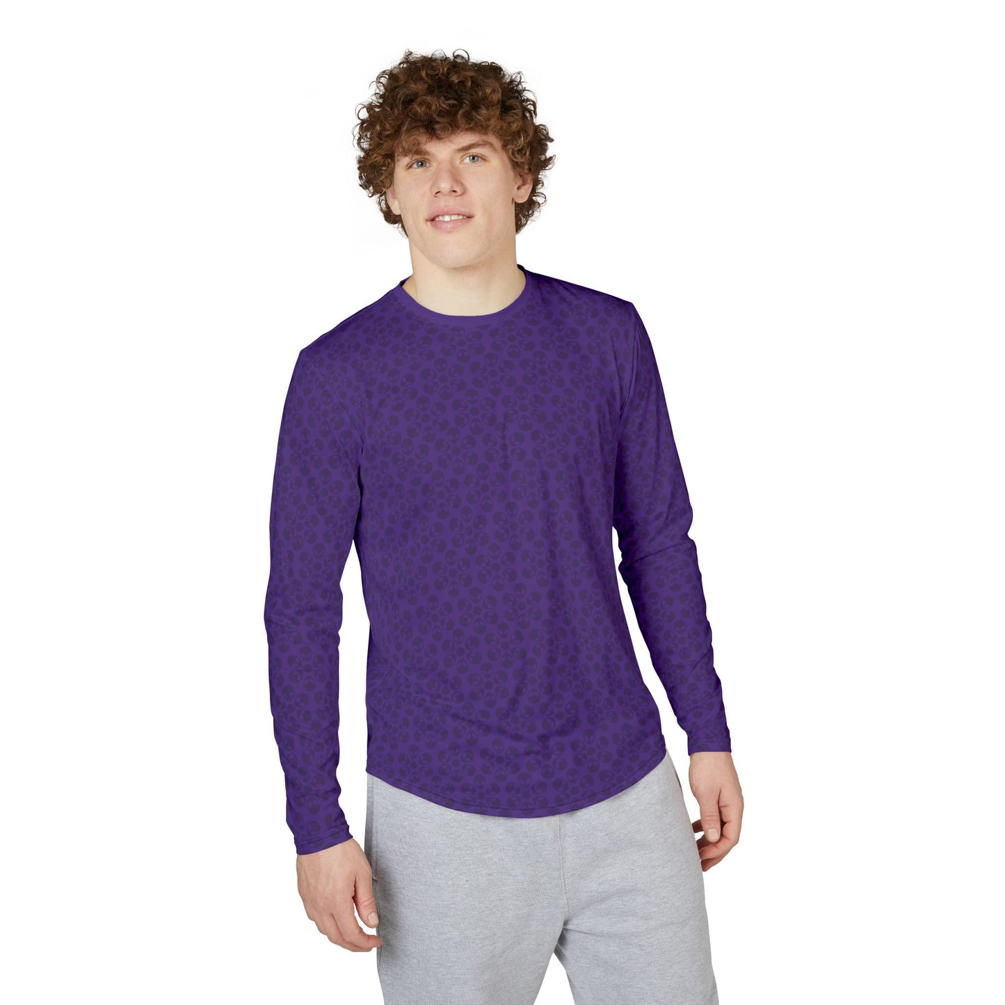 Mens UV Protection Long Sleeve Shirt  Alien Flowers Purple