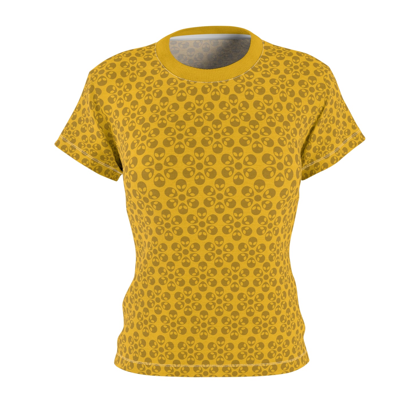 Stylish Womens Floral Tee  Casual Trendy Summer Fashion Gift for Her Short Sleeve Top Alien Flowers Yellow