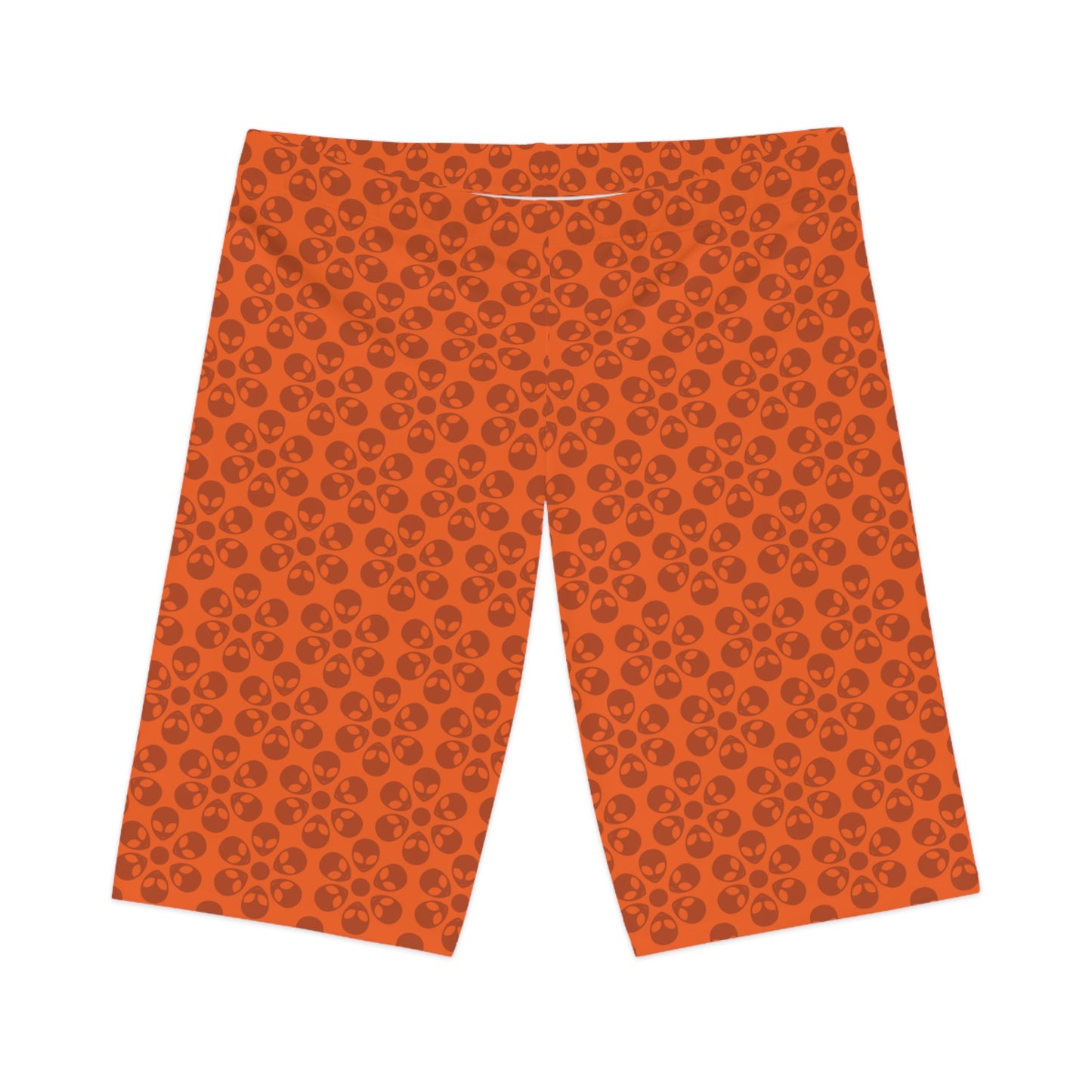 Womens Bike Shorts Alien Flowers Orange