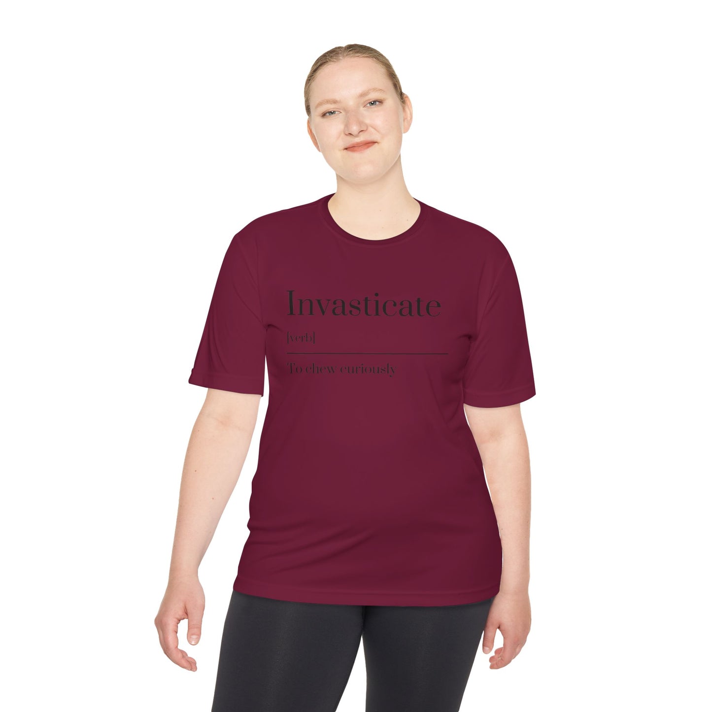 Invasticate Unisex Moisture Wicking Tee - Chew Curiously T-Shirt, Funny Tee, Unique Gift, Fitness Apparel, Casual Wear, Motivational Top