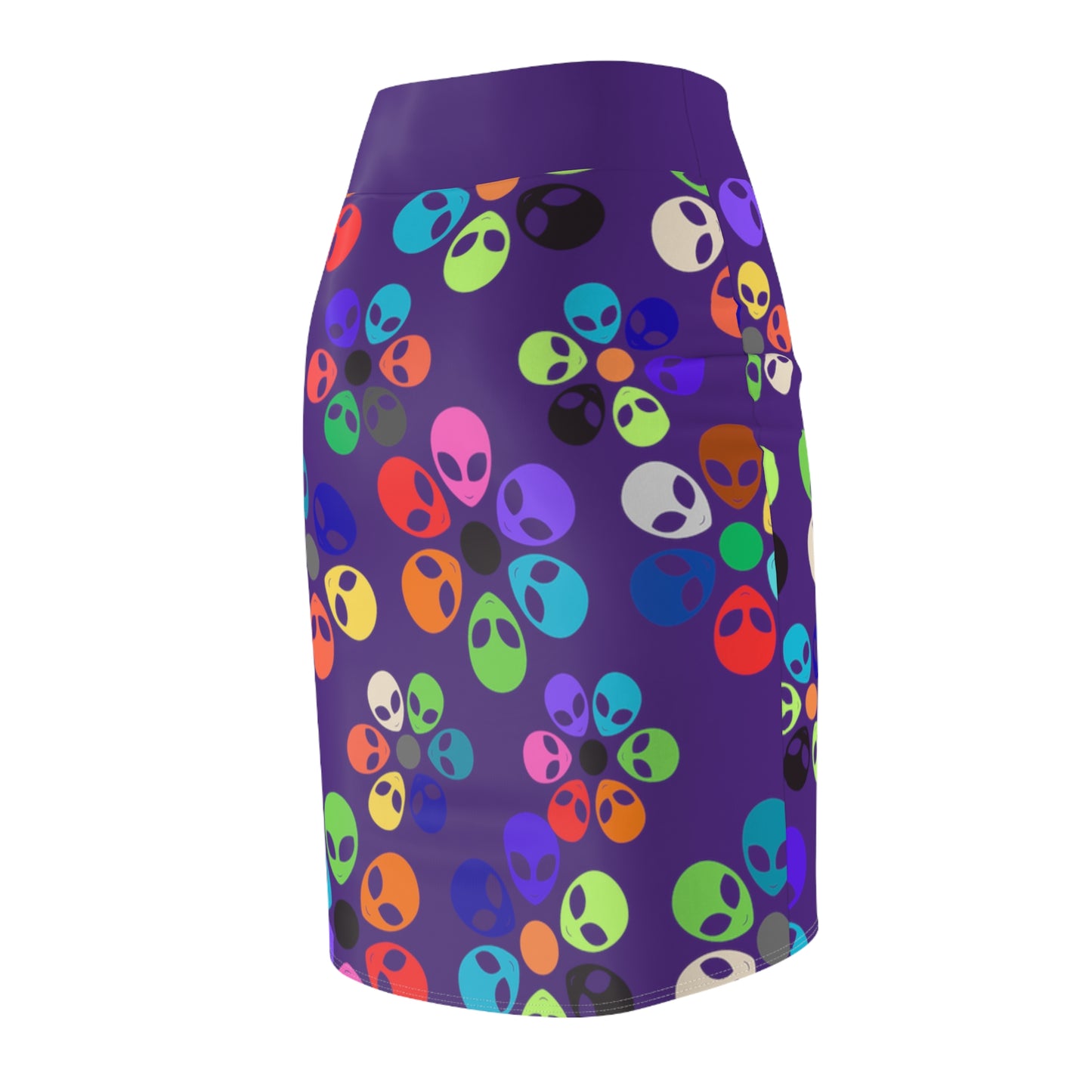 Colorful Alien Floral Womens Pencil Skirt Trendy Skirt for Spring Fashion Party Wear Festival Outfit Gift for Her Alien Rainbow Flowers Purple