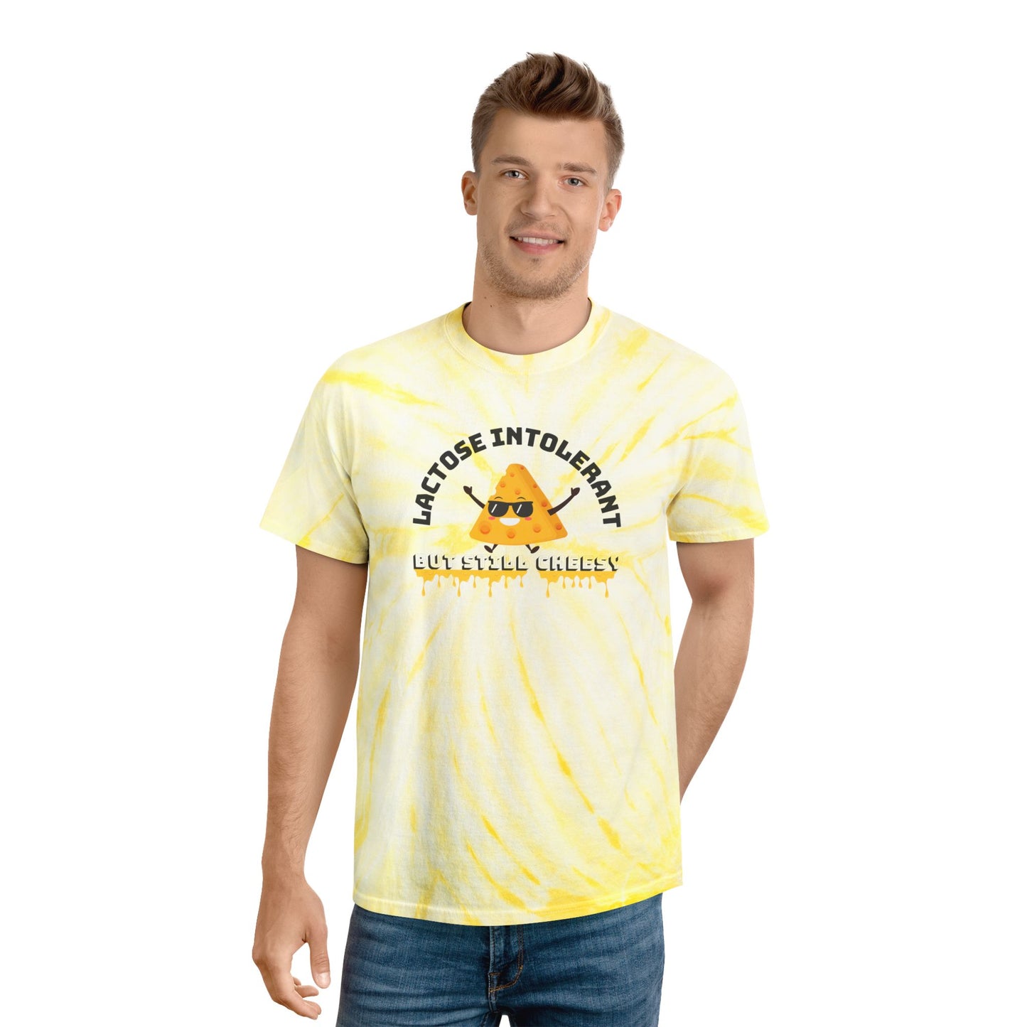 Lactose Intolerant Tie-Dye Tee, Fun and Vibrant Yellow T-Shirt for Food Lovers, Perfect Gift for Dairy-Free Friends, Summer Vibes, [...]