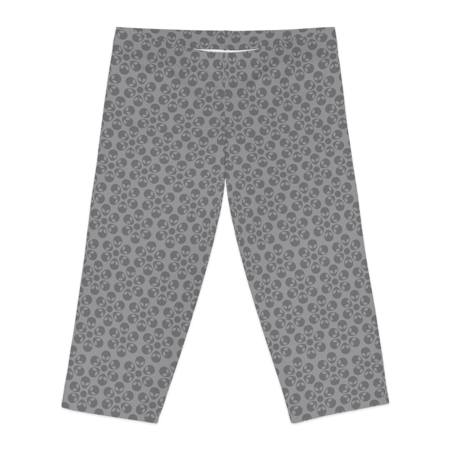 Womens Capri Leggings Alien Flowers Grey