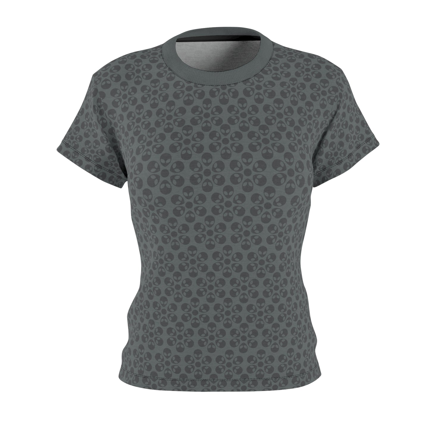 Stylish Womens Floral Tee  Casual Trendy Summer Fashion Gift for Her Short Sleeve Top Alien Flowers Dark Grey