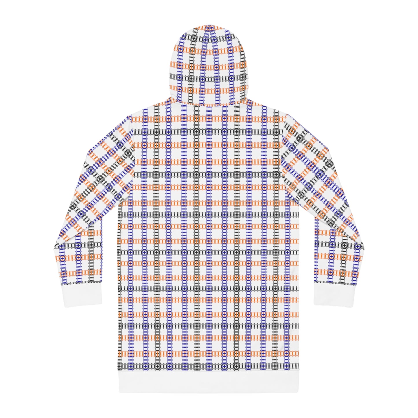 Plaid Womens Hoodie Dress  Cozy Layering Piece for Fall Everyday Wear Casual Style Hooded Dress Perfect Gift Train Tracks Light Purple
