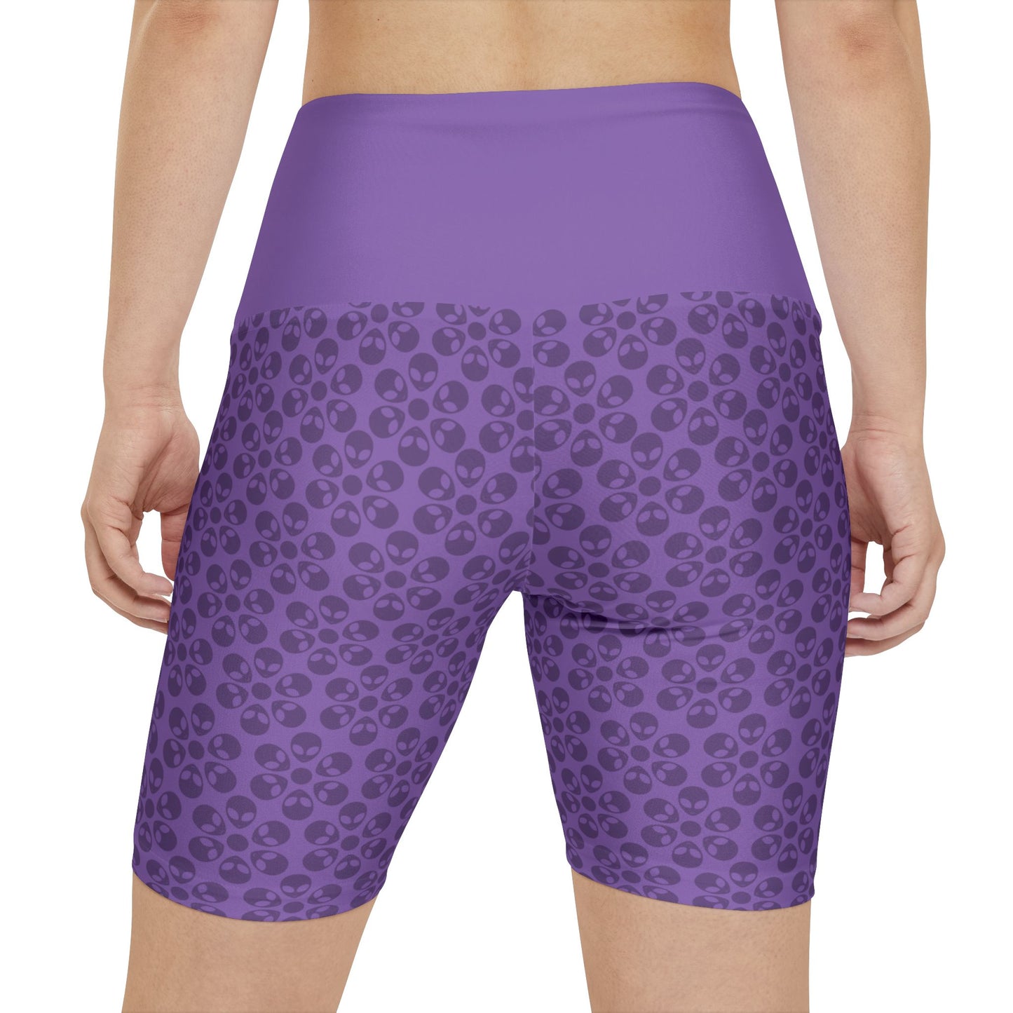 Womens Workout Shorts  Alien Flowers Light Purple