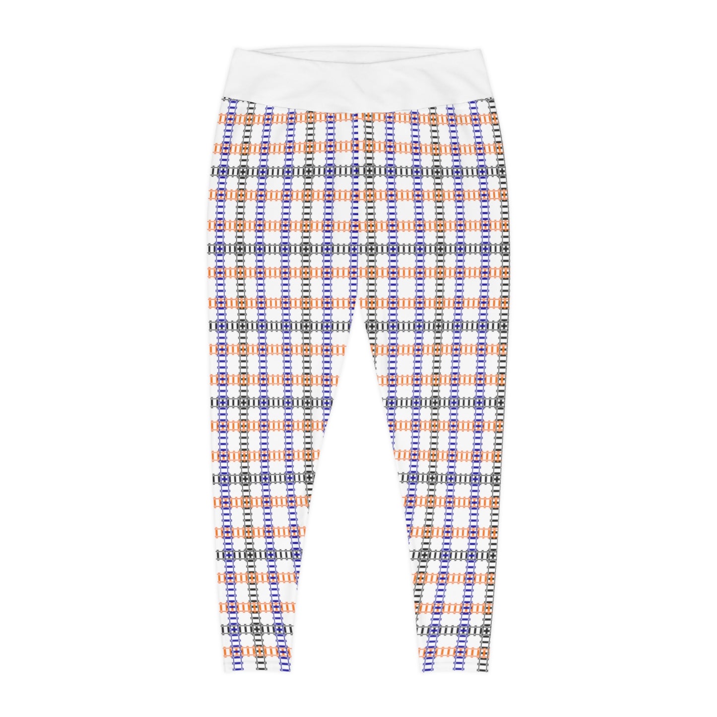 Plus Size Plaid Leggings  Comfortable and Stylish Perfect for Everyday Wear Active Lifestyle Casual Outings Halloween & Fall [...] Train Tracks Pink