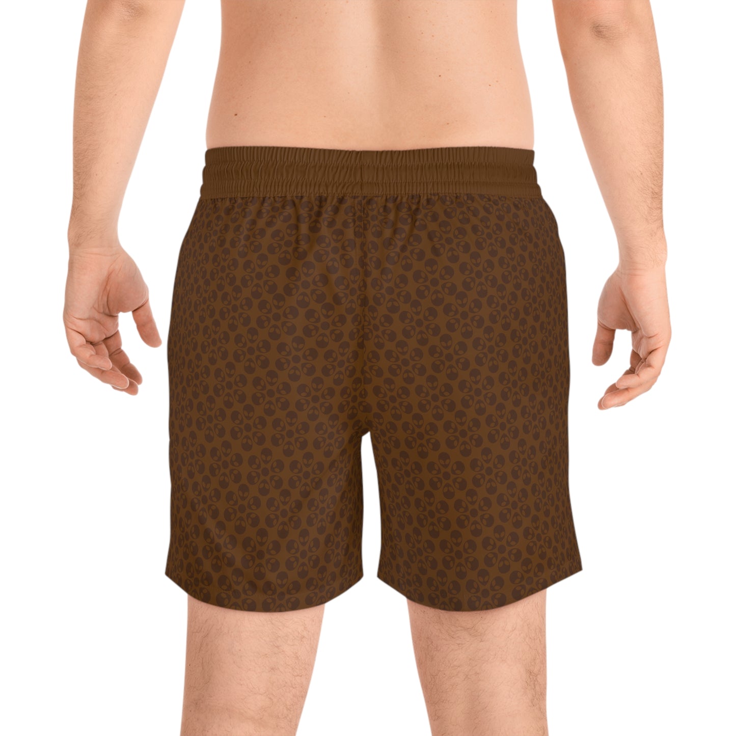 Stylish Mens MidLength Swim Shorts Beachwear Vacation Essentials Poolside Comfort Summer Outfit Trendy Swimwear Alien Flowers Brown