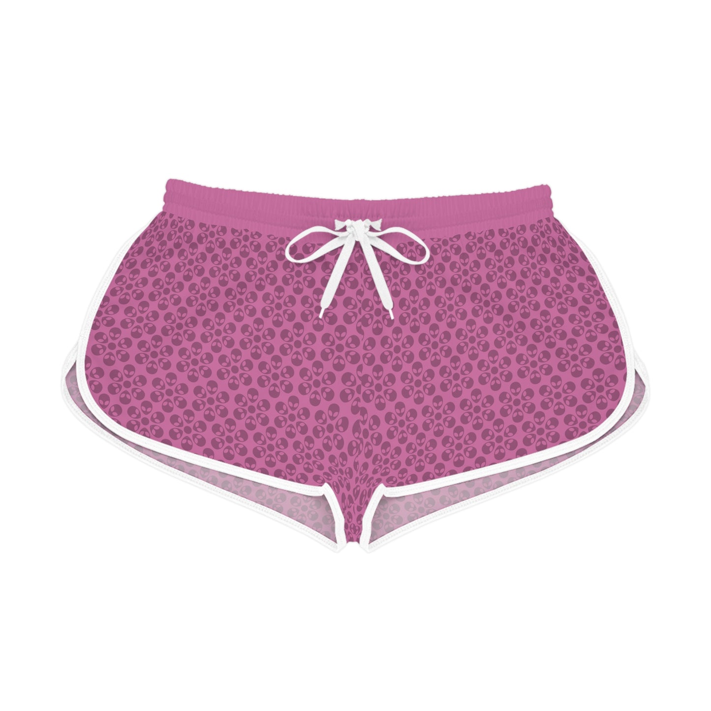Womens Relaxed Shorts  Alien Flowers Light Pink