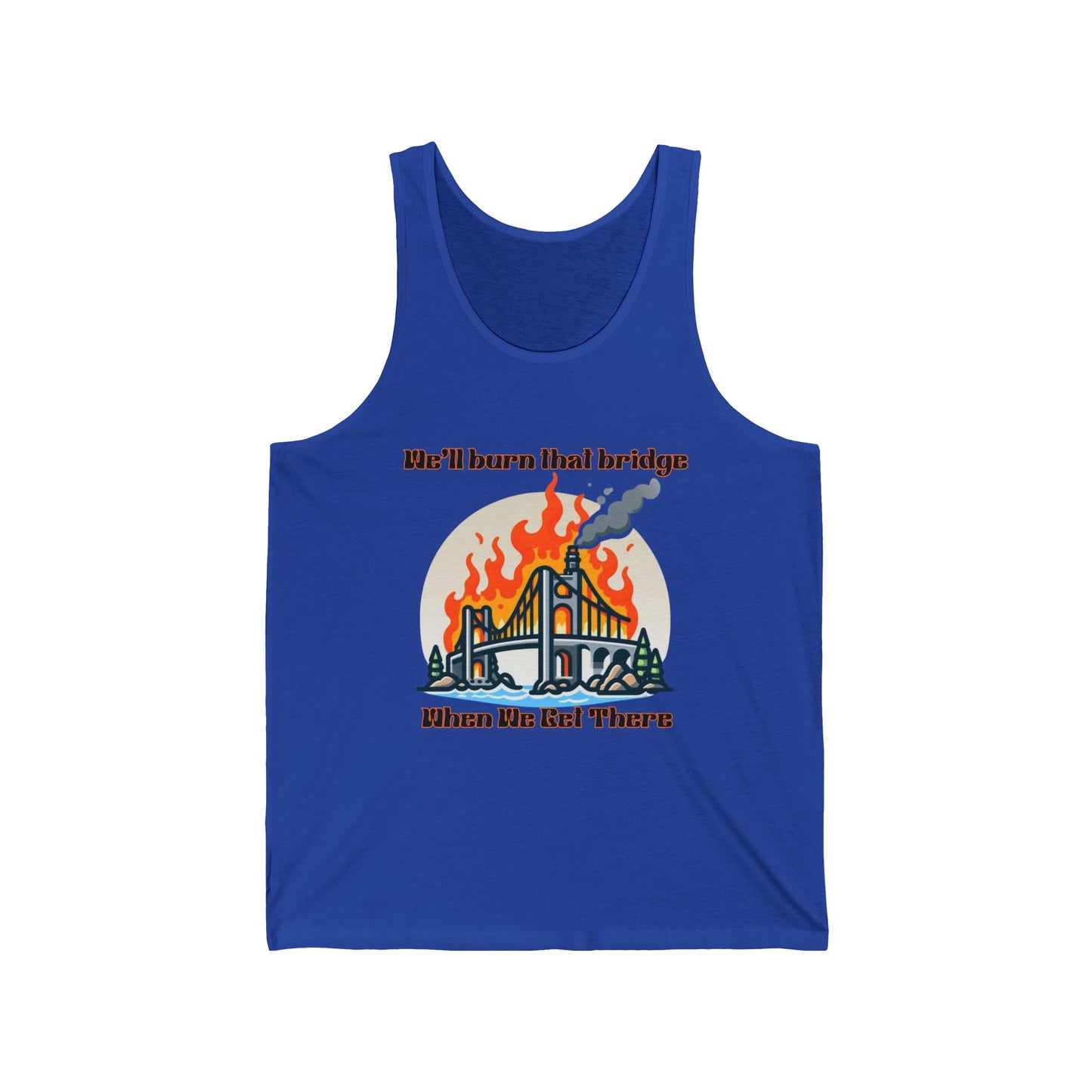 Fire Bridge Graphic Unisex Jersey Tank - Perfect for Festivals and Casual Outings