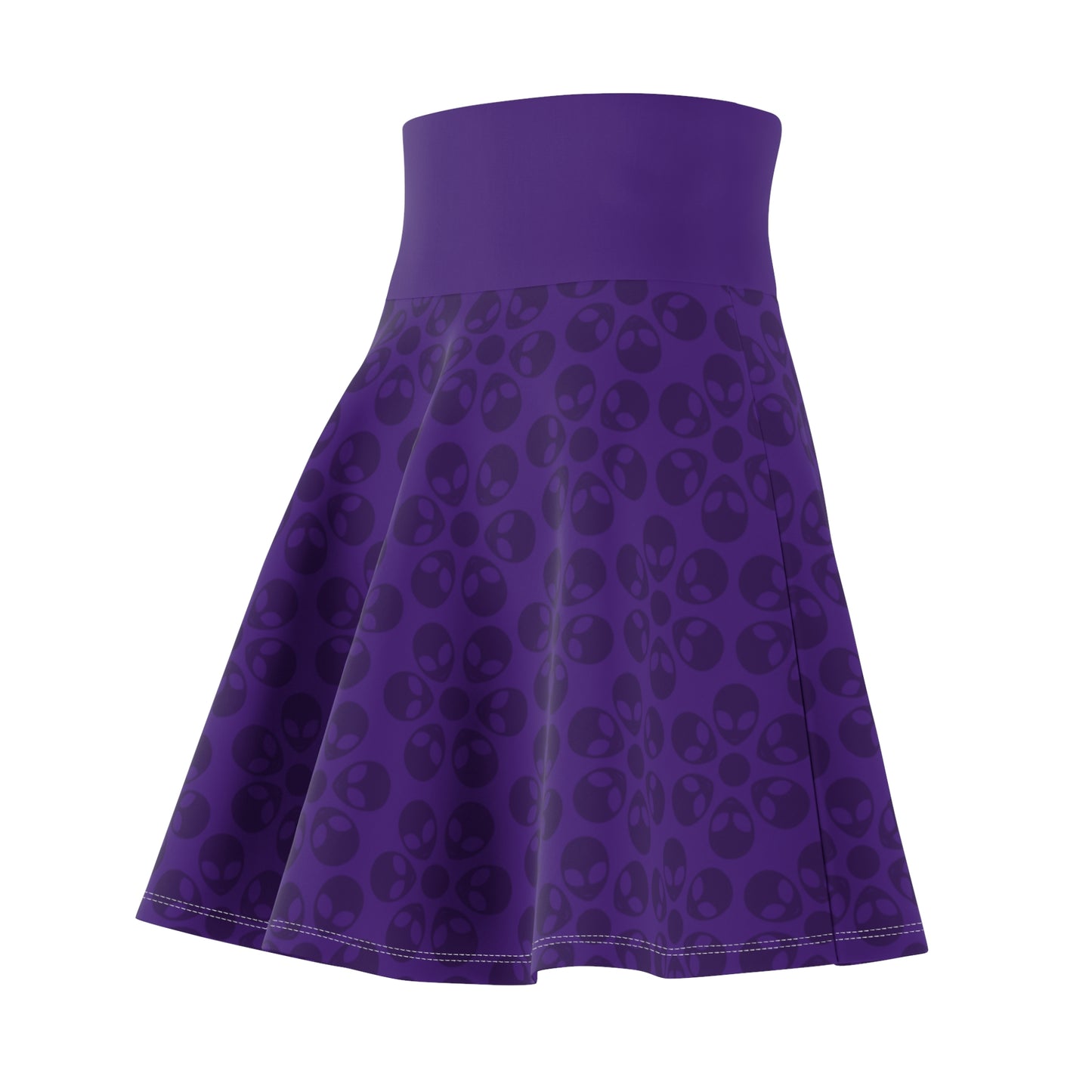 Skull Pattern Womens Skater Skirt Cute AOP Skirt Gothic Summer Wear Festival Outfit Alternative Fashion Alien Flowers Purple