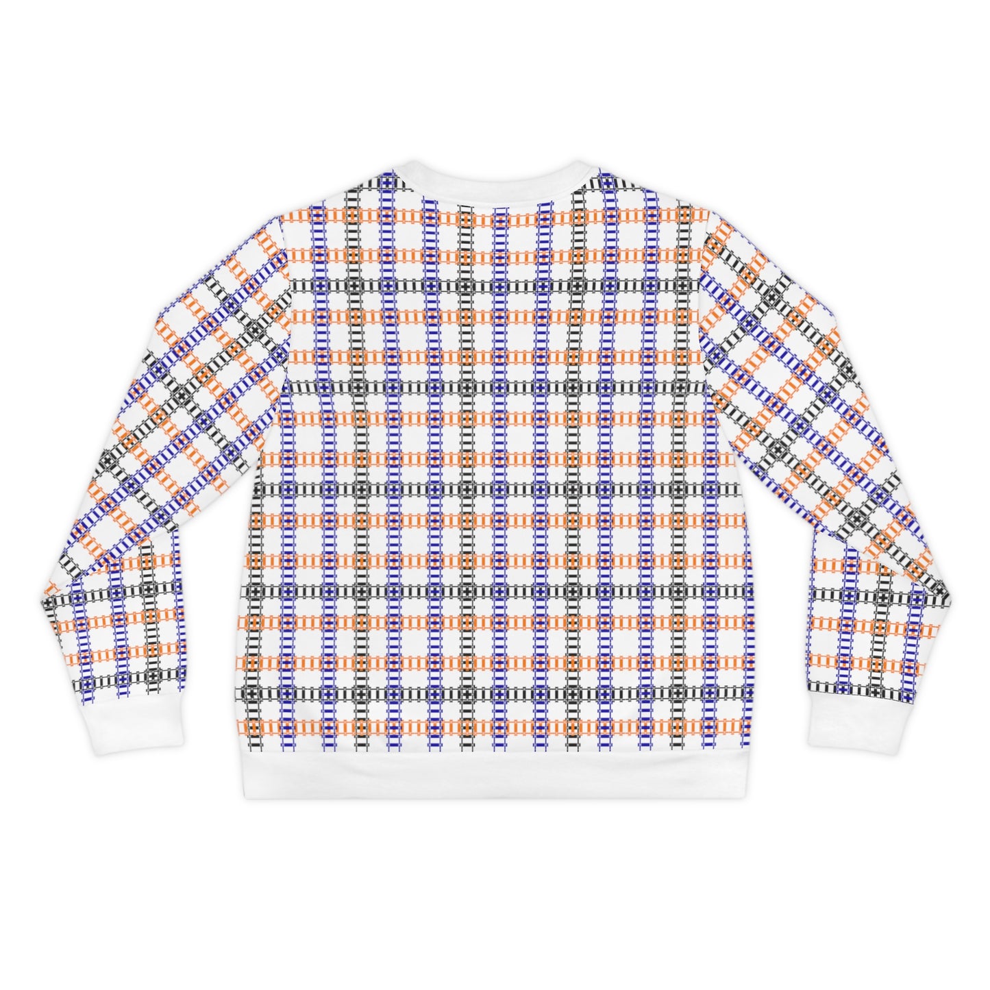 Vibrant Plaid Lightweight Sweatshirt Cozy Fall Attire Casual Wear Perfect for Autumn Gatherings Stylish Layering Option Train Tracks Pink