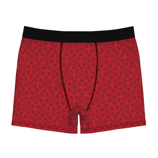 Mens Boxer Briefs  Alien Flowers Dark Red