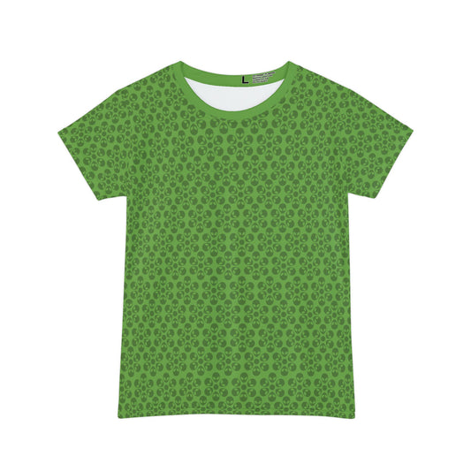 Womens Short Sleeve Shirt Alien Flowers Green