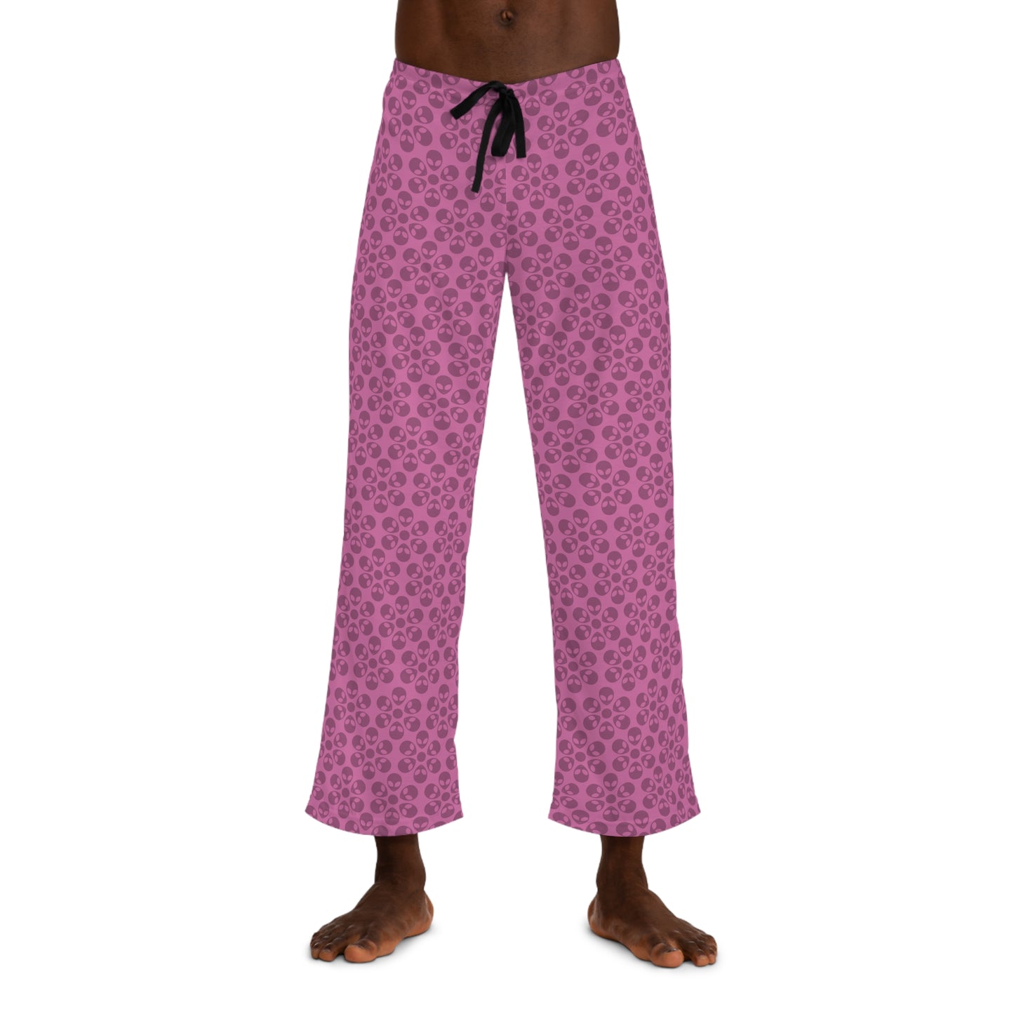 Cozy Mens Pajama Pants  Stylish Floral Sleepwear Ideal for Relaxing Gifts for Him Home Lounge Wear Unique Patterned PJs Alien Flowers Light Pink