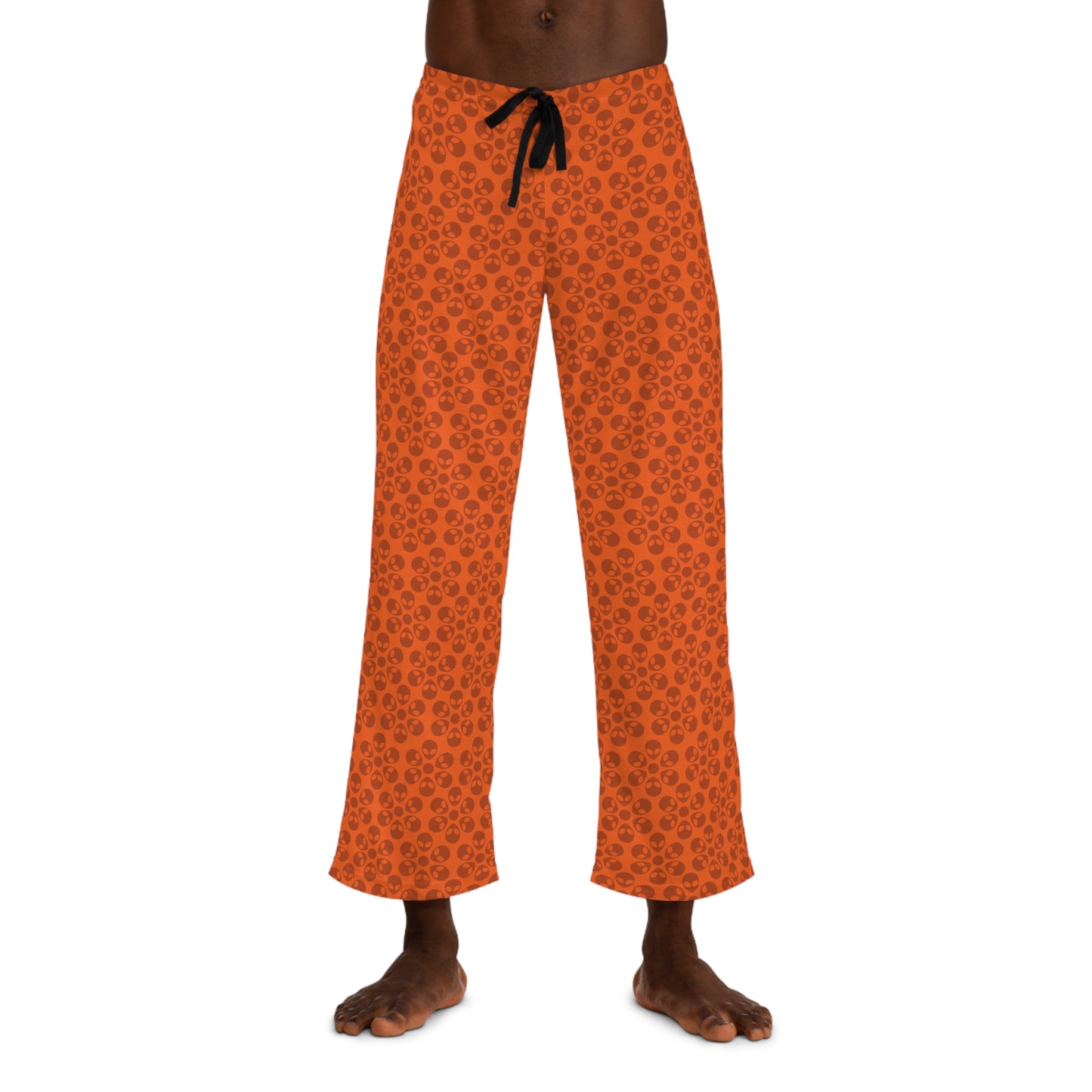 Cozy Mens Pajama Pants  Stylish Floral Sleepwear Ideal for Relaxing Gifts for Him Home Lounge Wear Unique Patterned PJs Alien Flowers Orange
